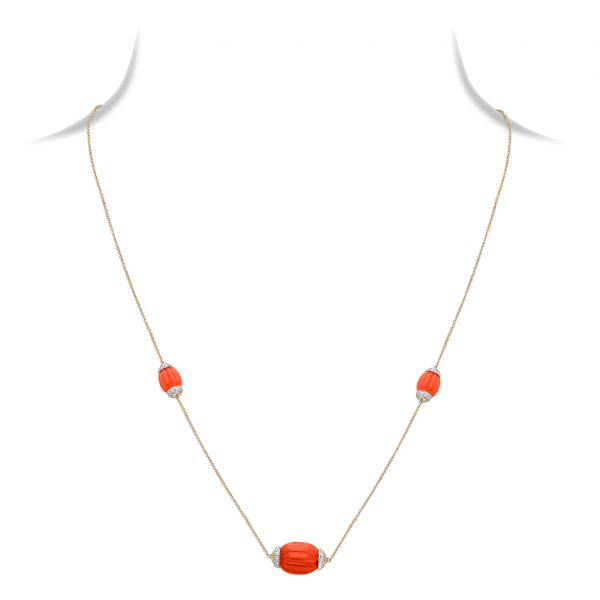 Coral Diamond Necklace